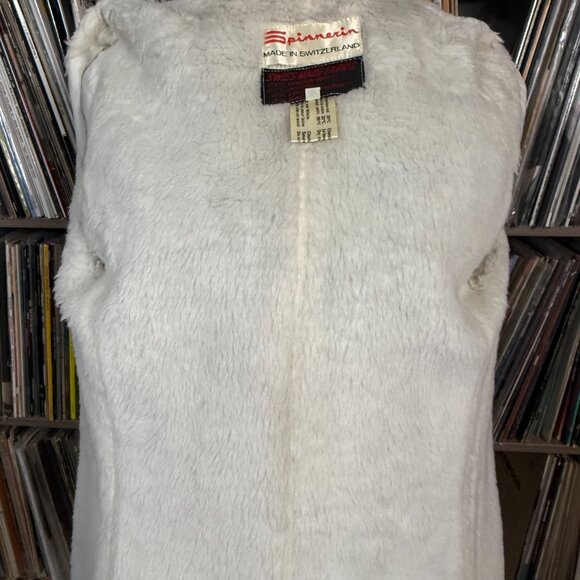 70s Vintage Spinnerin Jacket MEDIUM Blue and White Stripes Virgin Wool - Picture 9 of 12